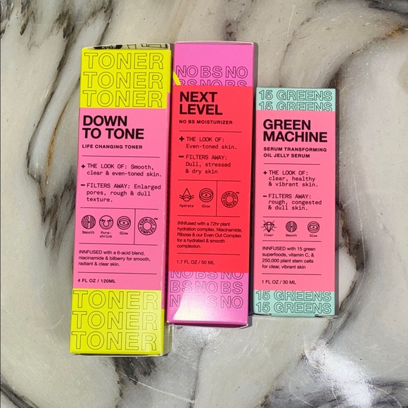 Skincare Toner and Moisturizer Set - Yellow Pink Green